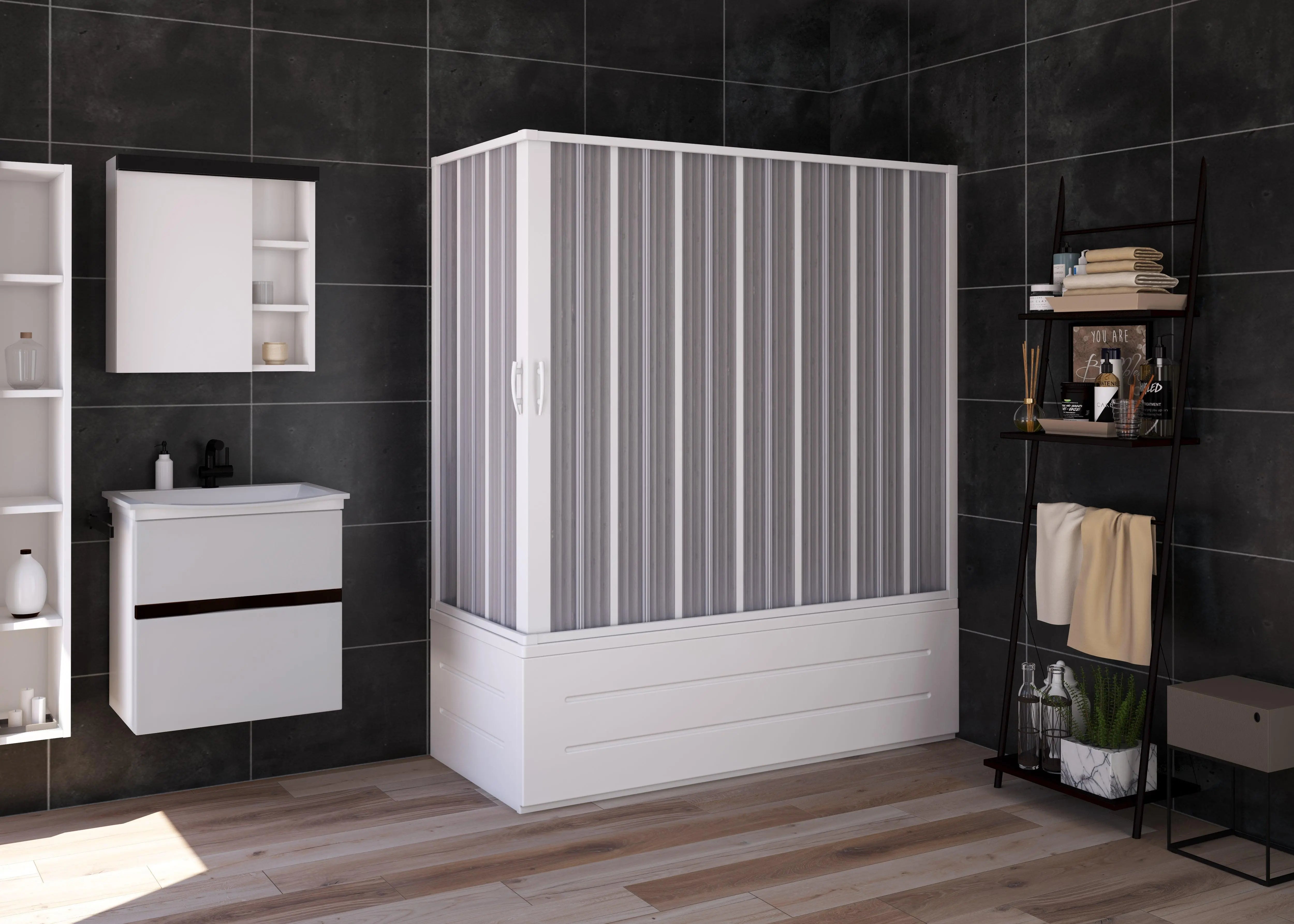 FLEXdoûr Universal Plastic Folding Bath Shower Screen Doors & Frame ...