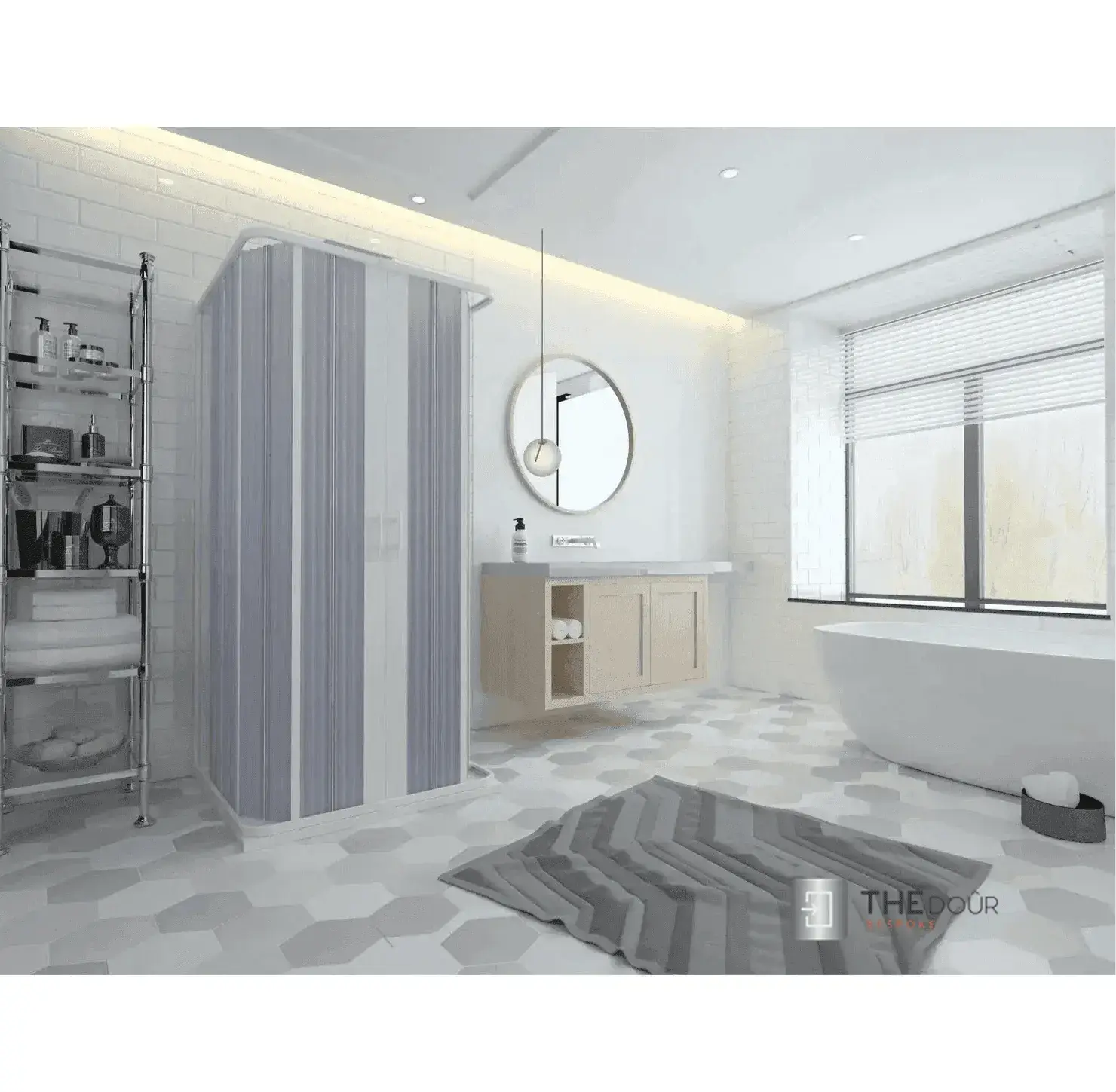 FLEXdoûr 3 Side Folding PVC Shower Enclosure Doors with central Opening 1850mm Height x Various Widths THEdoûr Bespoke