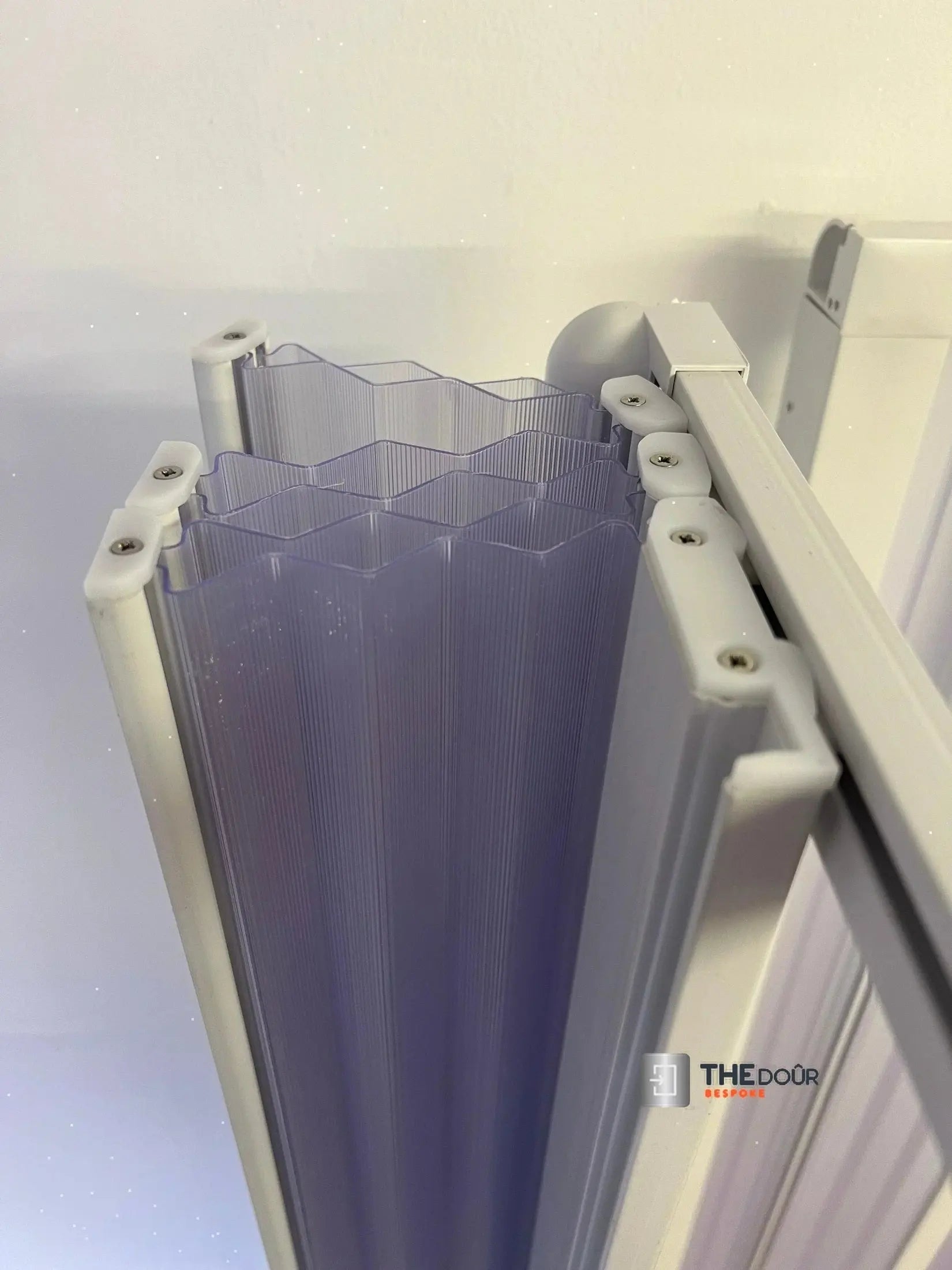 FLEXdoûr Corner PVC Shower Door with central Opening 1850mm Height x Various Reducible Width THEdoûr Bespoke