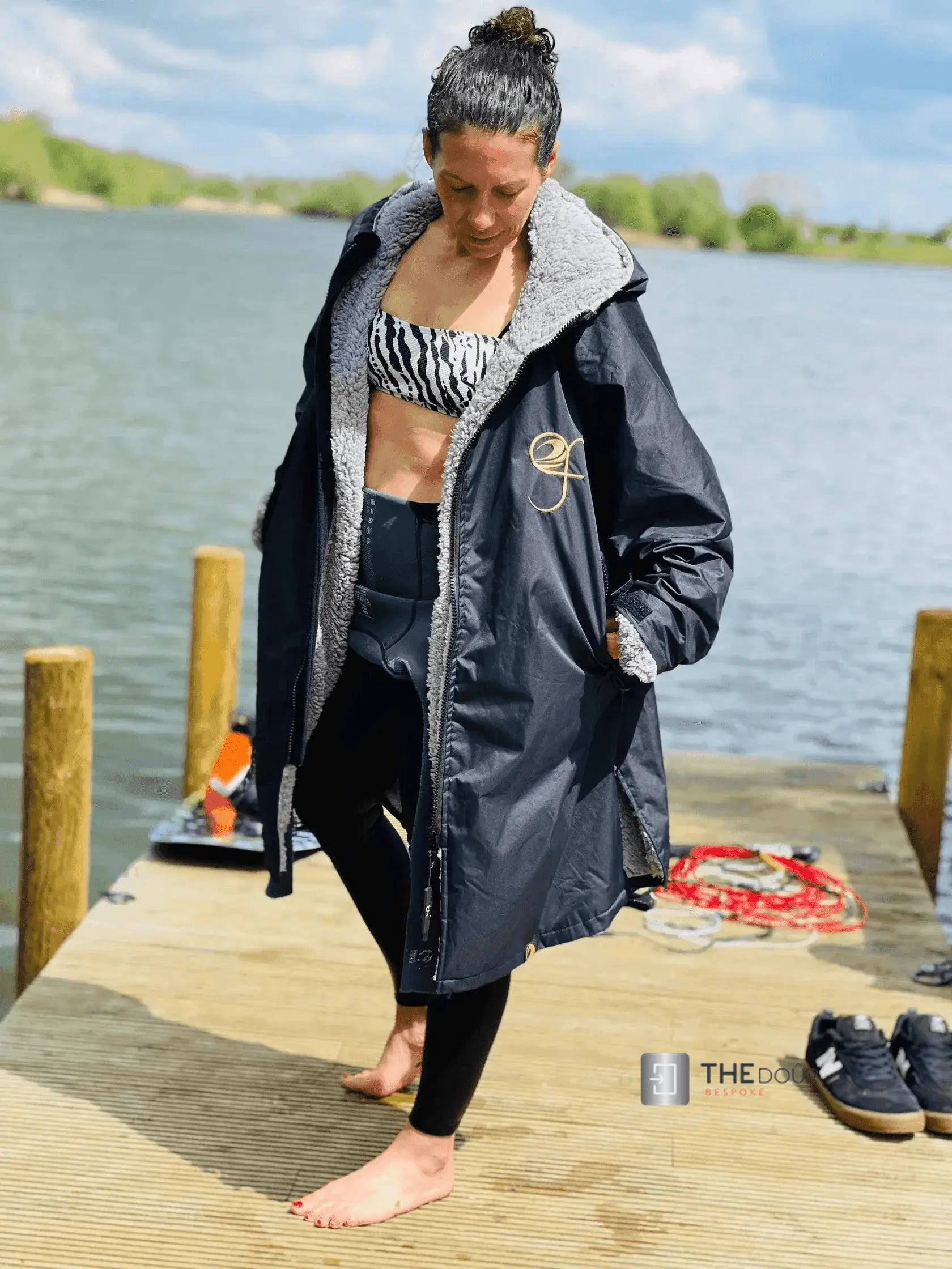 GF Large Dry Beach Changing Robe, Sherpa Fleece Lining - Waterproof, Windproof Oversized Coat - Swimming - Water-sports THEdoûr Bespoke