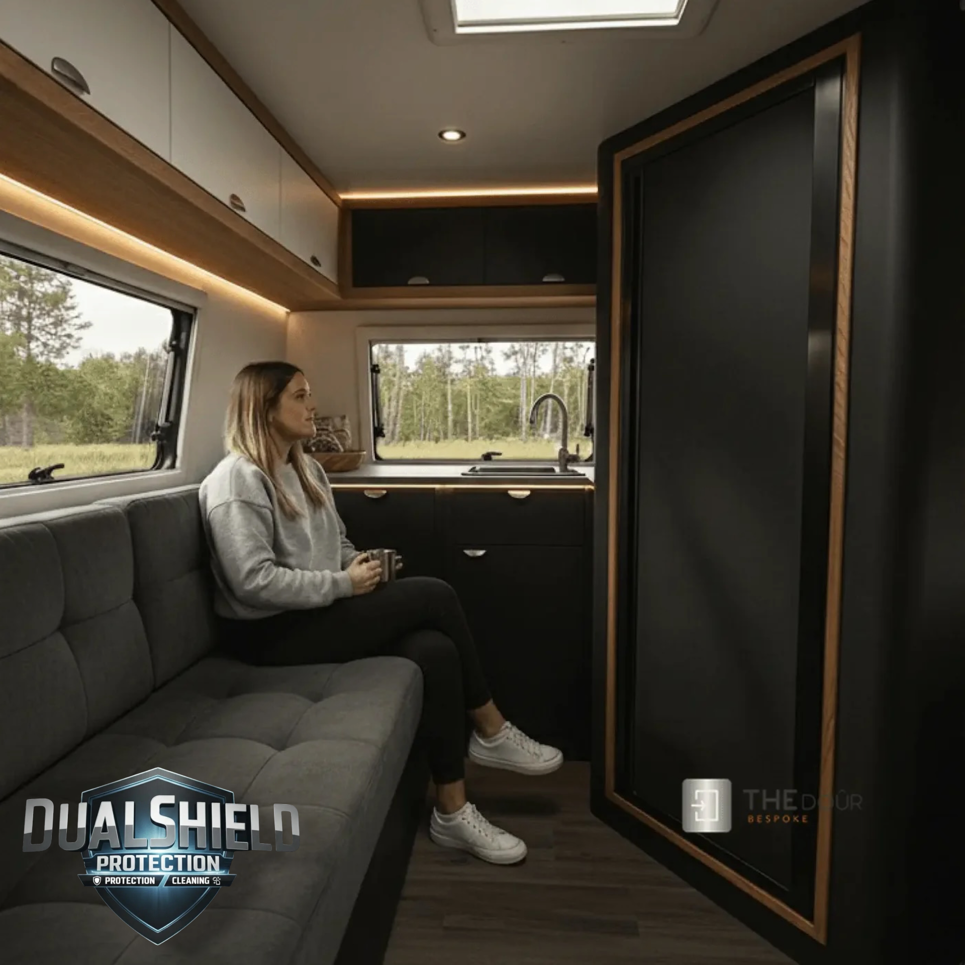 ROLdoûr Noir - Custom Campervan / RV Shower Door | Made to Measure (1000mm–2000mm Tall x 500mm – 1000mm Wide)