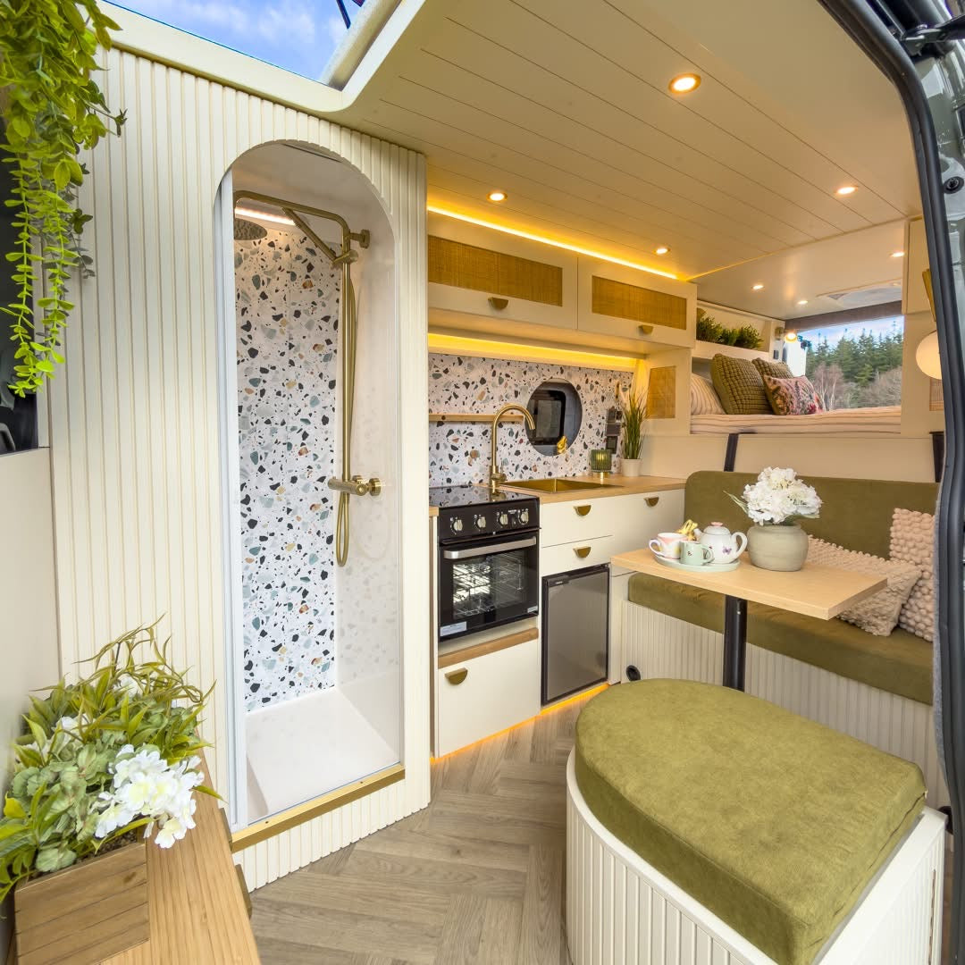 ROLdour Dark Grey Retractable Waterproof Campervan, RV Shower door kit Tambour Alternative - THEdoûr Bespoke