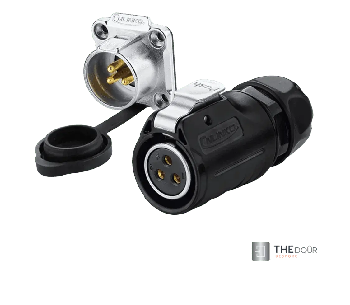 IP67 COMPACT Surface Mounted 240v Electric Hookup Black & Chrome THEdoûr Bespoke