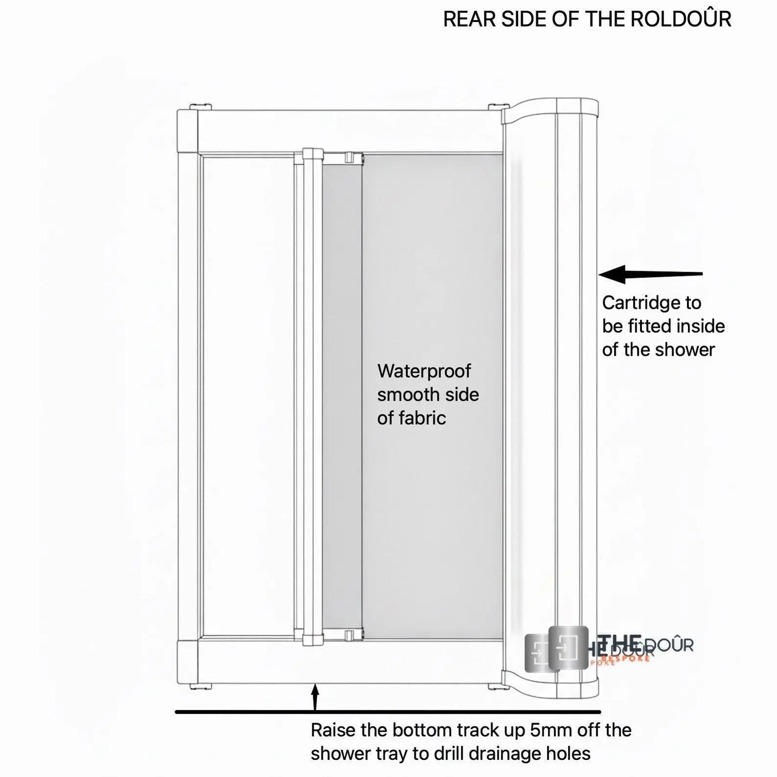ROLdour Campervan / RV Shower Door Custom Made to Measure From 1500mm up to 2000mm Tall THEdoûr Bespoke