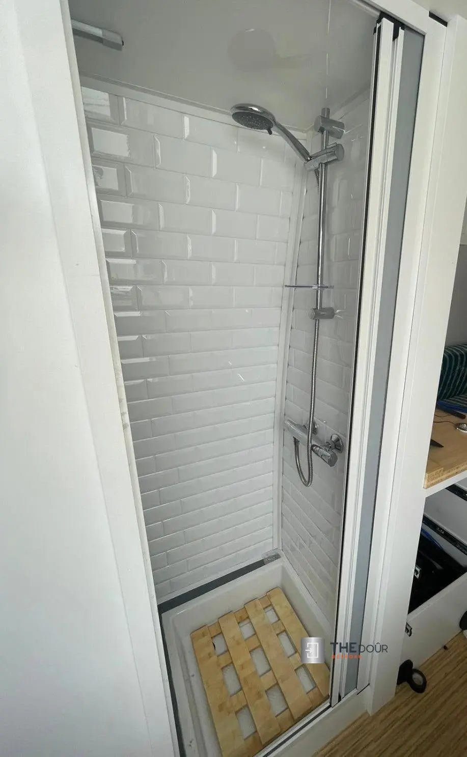 ROLdour Single Retractable door kit - Gloss Black frame-TAMdour-Dark grey,door,Drak grey,retractable dark grey door,ROLdour,shower,shower door
