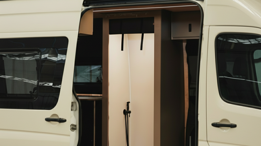 ZIPdoûr Shower Door 4x4 Camper Van / RV - Double Insulated Zip Close in Various Sizes
