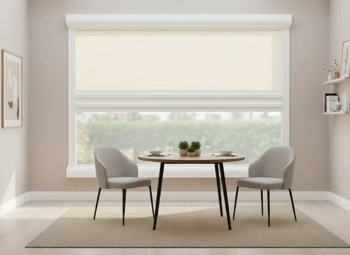 ROLdoûr Bespoke Duo - Vertical Blind – Blackout Retractable Fabric & Net, Made to Measure (1500mm–2000mm Wide x 1500mm–2000mm Tall)