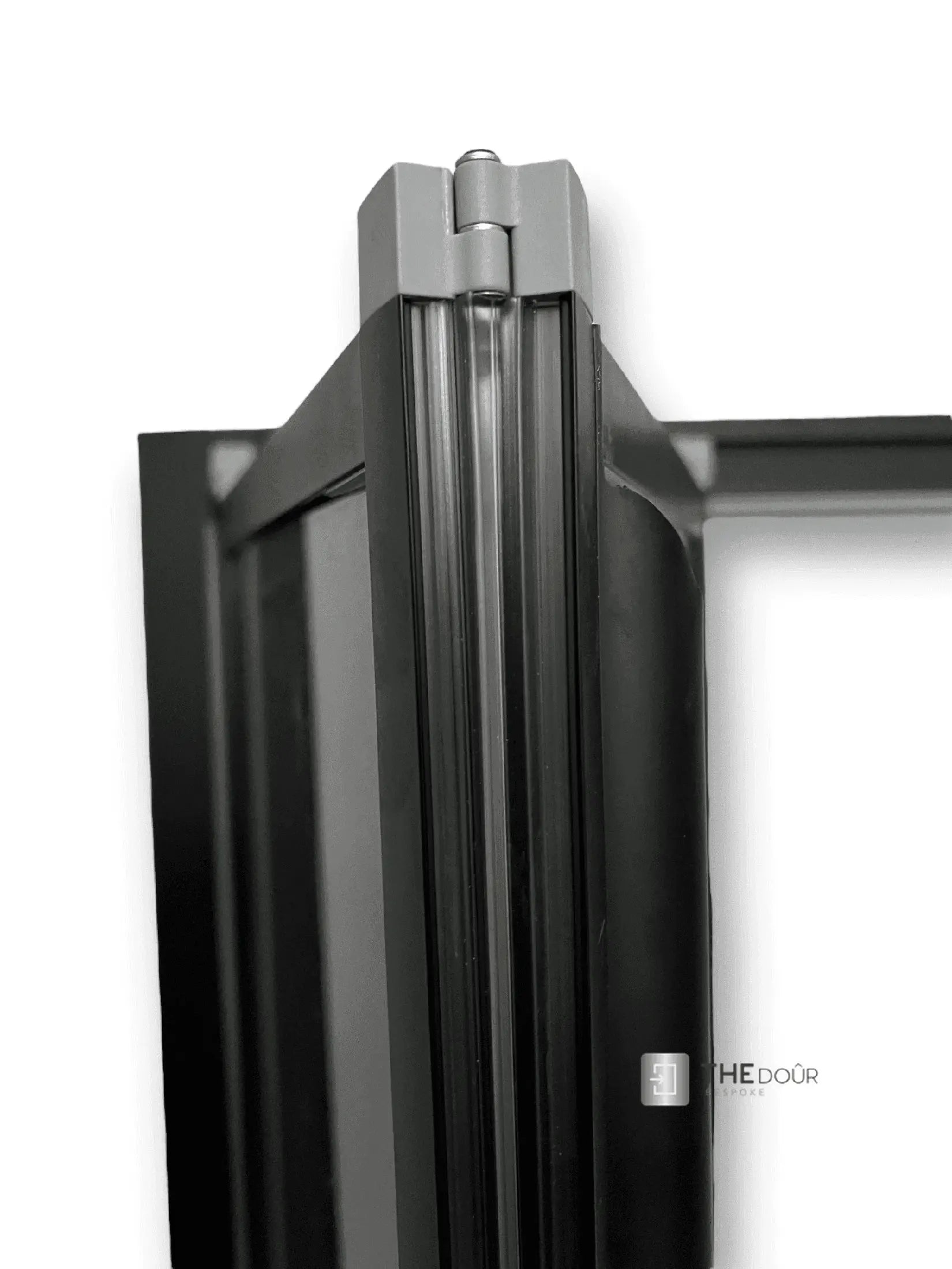 FOLdoûr Bi Fold Accordion Aluminium Frame Frosted Acrylic Shower Screen Door Designed for a Campervan FOLdoûr