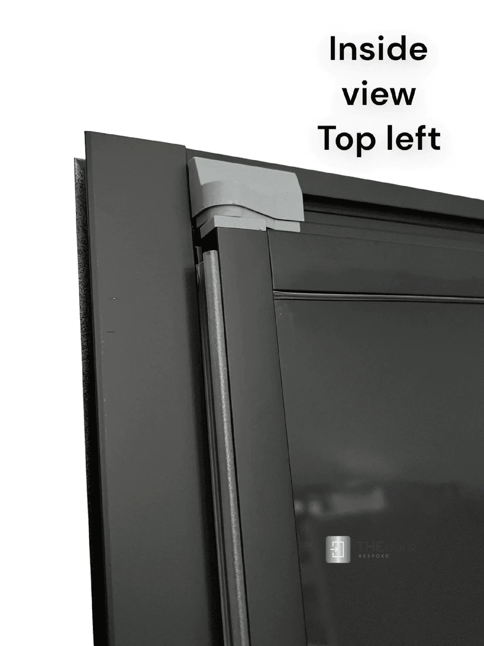 Black FOLdoûr Bi Fold Accordion Aluminium Frame Black Frosted Acrylic Shower Screen Door Designed for a Campervan - THEdoûr Bespoke