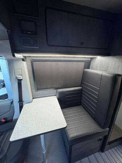 a table in a vehicle