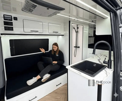 Campervan ROLdoûr Shower Door & 3 x WINdoûr Blackout Window Blinds & Net | All Made to Measure THEdoûr Bespoke