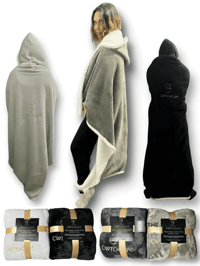 CwtchCape Camper Sherpa Fleece Hoodie Walkie Blanket Erwachsene Einheitsgröße - 4 Farben THEdoûr Maßanfertigung