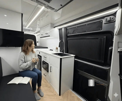 Campervan ROLdoûr Shower Door & 3 x WINdoûr Blackout Window Blinds & Net | All Made to Measure THEdoûr Bespoke
