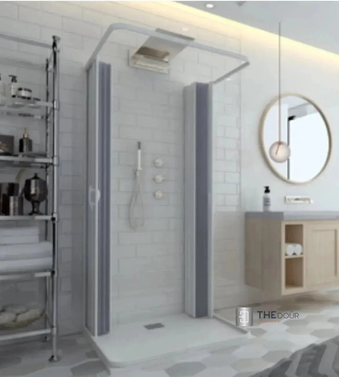 FLEXdoûr 3 Side Folding PVC Shower Enclosure Doors with central Opening 1850mm Height x Various Widths THEdoûr Bespoke