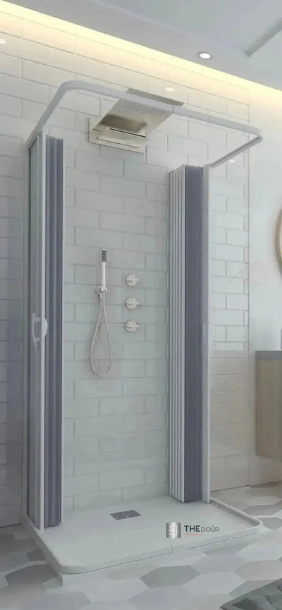FLEXdoûr 3 Side Folding PVC Shower Enclosure Doors with central Opening 1850mm Height x Various Widths THEdoûr Bespoke