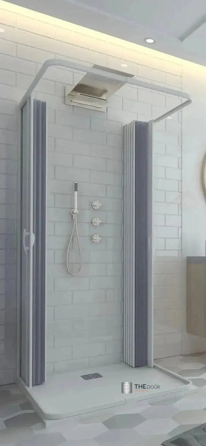 FLEXdoûr 3 Side Folding PVC Shower Enclosure Doors with central Opening 1850mm Height x Various Widths THEdoûr Bespoke