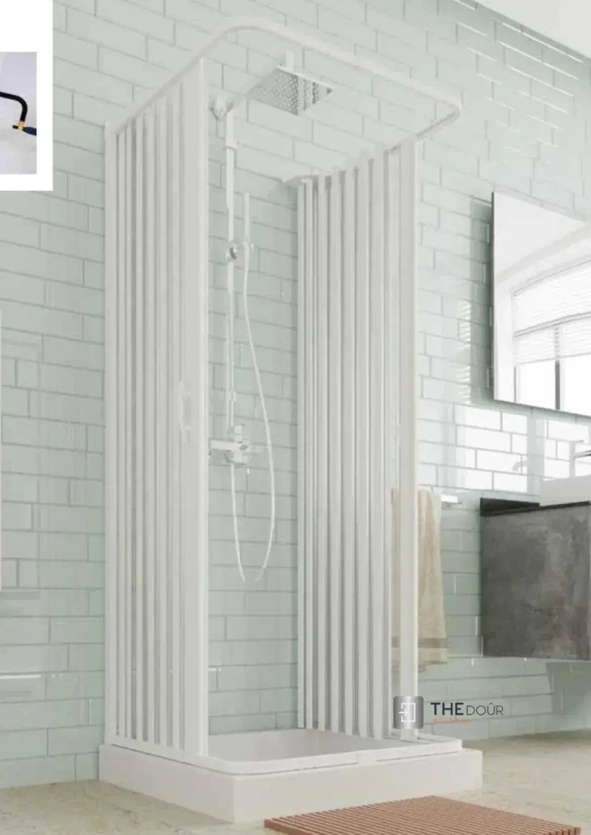 FLEXdoûr 3 Side Folding PVC Shower Enclosure Doors with central Opening 1850mm Height x Various Widths THEdoûr Bespoke