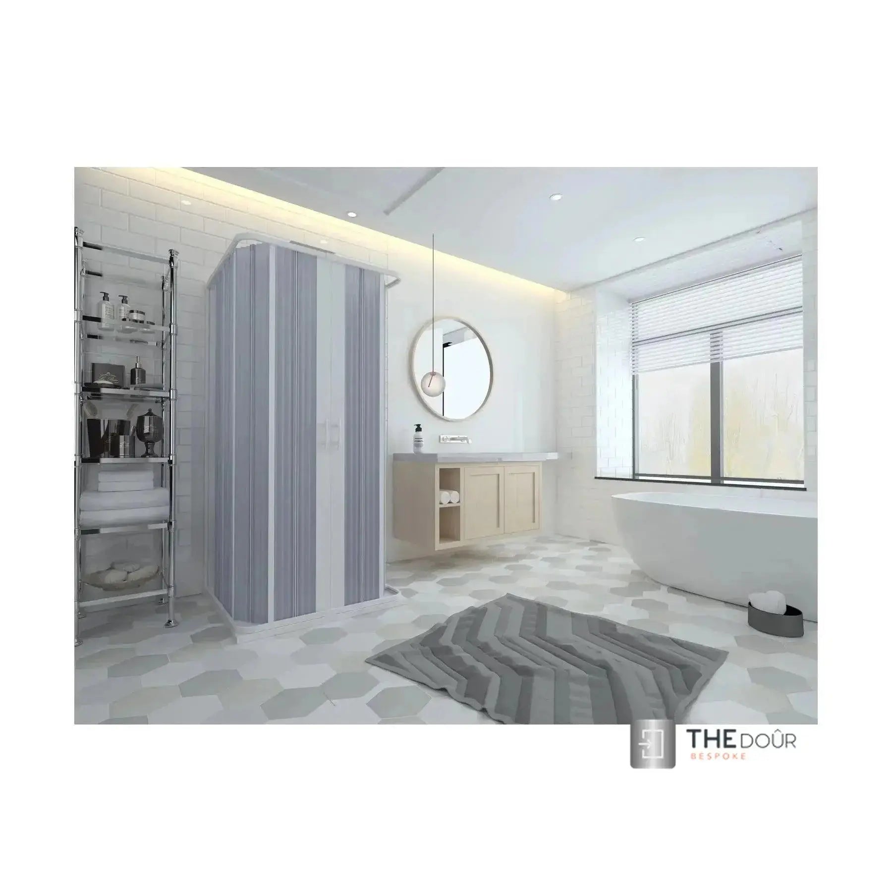 FLEXdoûr 3 Side Folding PVC Shower Enclosure Doors with central Opening 1850mm Height x Various Widths THEdoûr Bespoke