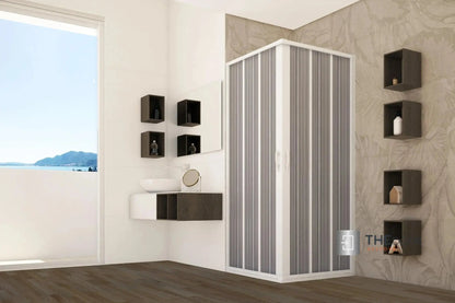 FLEXdoûr Corner PVC Shower Door with central Opening 1850mm Height x Various Reducible Width THEdoûr Bespoke