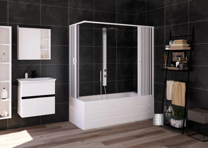 FLEXdoûr Folding PVC Bath Enclosure Doors - Central Opening, Corner Shower, 1500mm Height x 1700mm Adjustable Width | Made in Italy THEdoûr Bespoke
