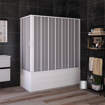 FLEXdoûr Folding PVC Bath Enclosure Doors - Central Opening, Corner Shower, 1500mm Height x 1700mm Adjustable Width | Made in Italy THEdoûr Bespoke