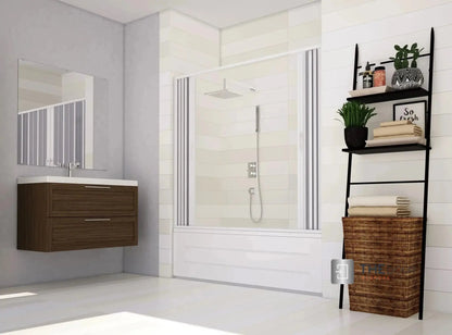 FLEXdoûr Folding PVC Bath Enclosure Doors - Central Opening, 1500mm Height x 1700mm Width (Adjustable to 1400mm) | Made in Italy THEdoûr Bespoke