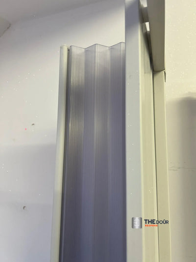 FLEXdoûr Corner PVC Shower Door with central Opening 1850mm Height x Various Reducible Width THEdoûr Bespoke