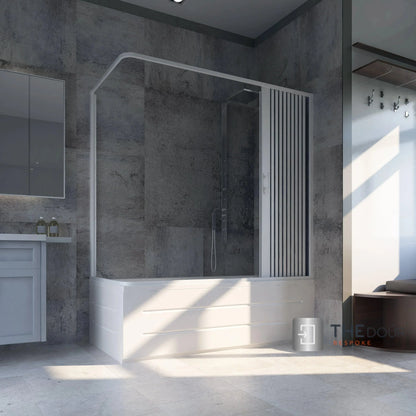 FLEXdoûr Folding PVC Bath Enclosure Doors - Side Opening, Corner Shower, 1500mm Height x 1700mm Adjustable Width | Made in Italy THEdoûr Bespoke