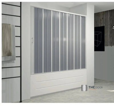 FLEXdoûr Faltbare PVC-Badewannenabtrennungstüren - Seitenöffnung, 1500 mm Höhe x 1700 mm Breite (anpassbar auf 1400 mm) | Hergestellt in Italien THEdoûr Maßanfertigung