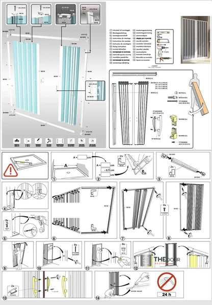 FLEXdour Folding PVC Shower Enclosure Doors Central Opening 1850mm Height x Various Width THEdoûr Bespoke
