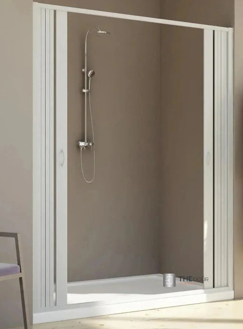 FLEXdour Folding PVC Shower Enclosure Doors Central Opening 1850mm Height x Various Width THEdoûr Bespoke