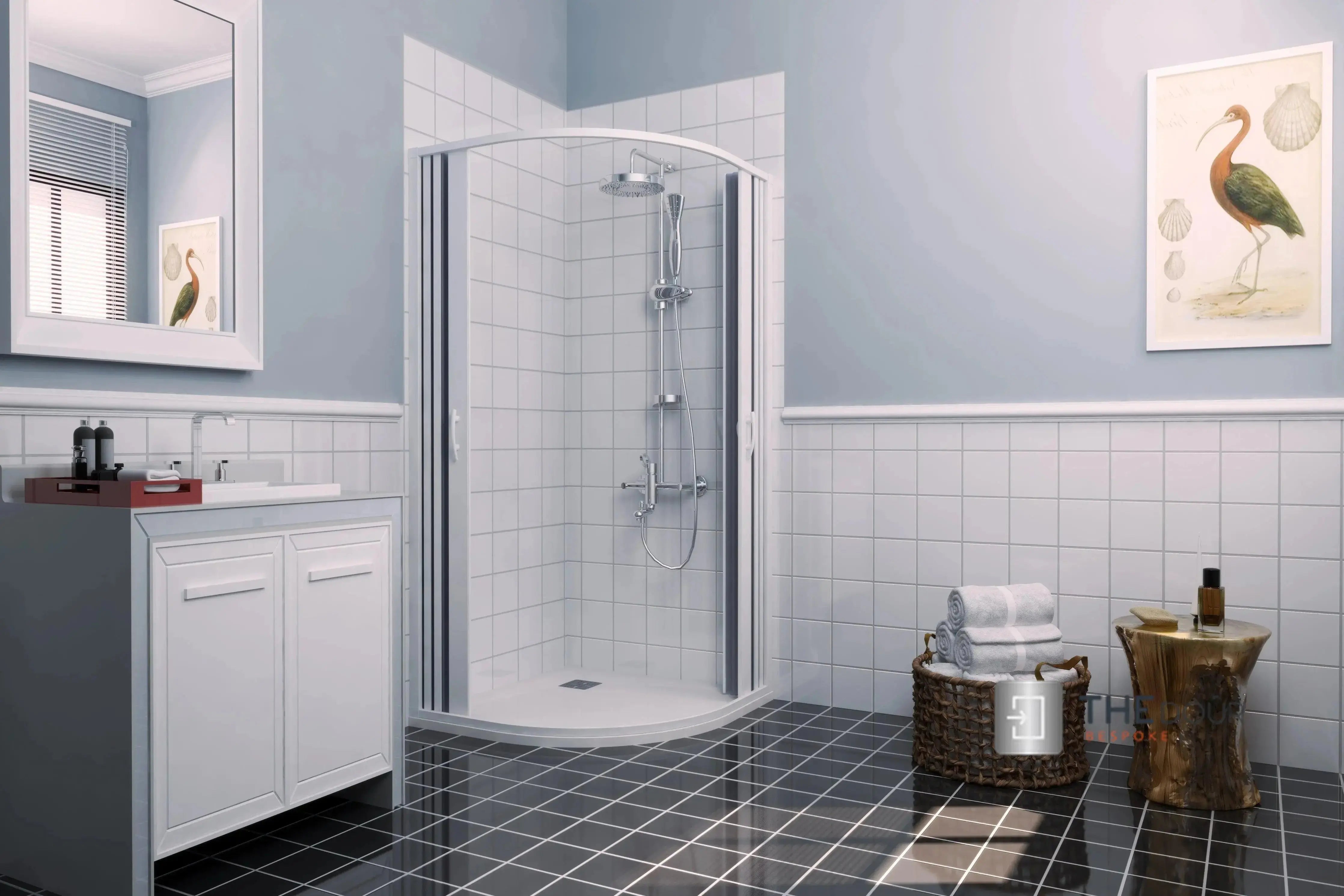 FLEXdoûr PVC Shower Door with Central Opening 1850mm Height x Various Width THEdoûr Bespoke