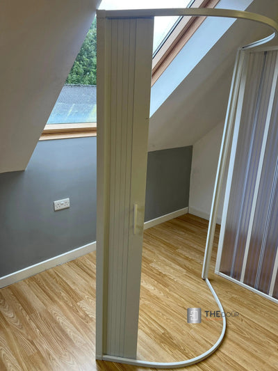 FLEXdoûr PVC Duschkabine mit seitlicher Öffnung 1850 mm Höhe x reduzierbare Breite THEdoûr Maßanfertigung