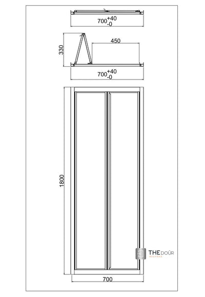 FOLdoûr Bi Fold Accordion Aluminium Frame Frosted Acrylic Shower Screen Door Designed for a Campervan FOLdoûr