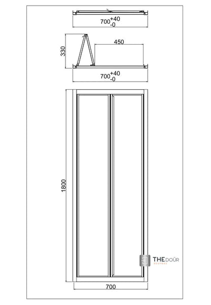 FOLdoûr Bi Fold Accordion Aluminium Frame Frosted Acrylic Shower Screen Door Designed for a Campervan FOLdoûr