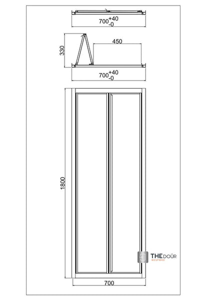 White FOLdoûr Bi Fold Accordion Aluminium Frame Frosted White Acrylic Shower Screen Door Designed for a Campervan FOLdoûr