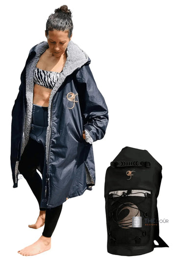GF Large Dry Beach Changing Robe, Sherpa Fleece Lining - Waterproof, Windproof Oversized Coat - Swimming - Water-sports THEdoûr Bespoke