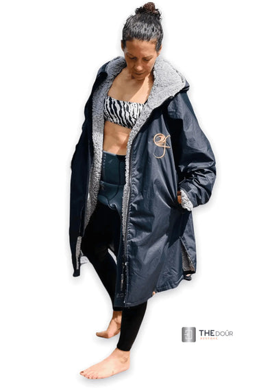 GF Large Dry Beach Changing Robe, Sherpa Fleece Lining - Waterproof, Windproof Oversized Coat - Swimming - Water-sports THEdoûr Bespoke