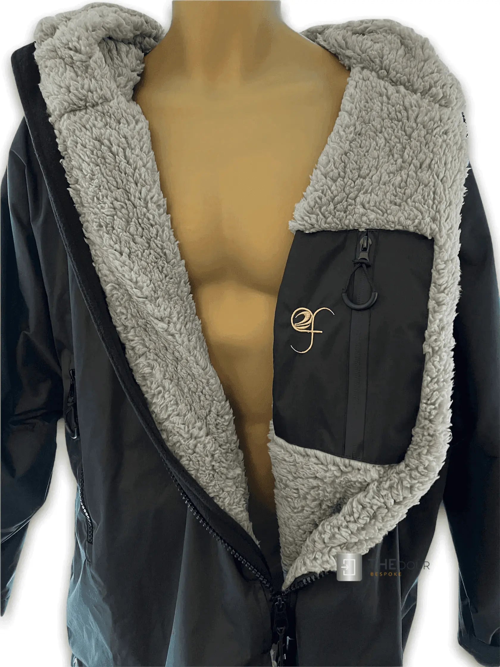 GF Large Dry Beach Changing Robe, Sherpa Fleece Lining - Waterproof, Windproof Oversized Coat - Swimming - Water-sports THEdoûr Bespoke