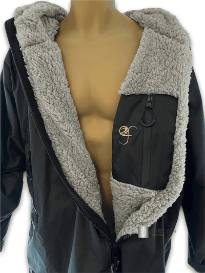 GF Large Dry Beach Changing Robe, Sherpa Fleece Lining - Waterproof, Windproof Oversized Coat - Swimming - Water-sports THEdoûr Bespoke