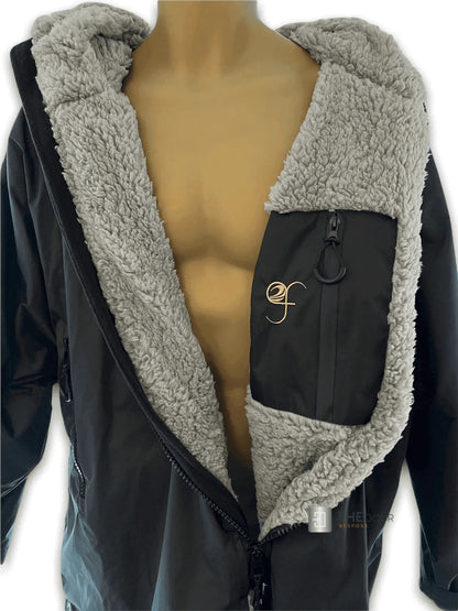 GF Large Dry Beach Changing Robe, Sherpa Fleece Lining - Waterproof, Windproof Oversized Coat - Swimming - Water-sports THEdoûr Bespoke