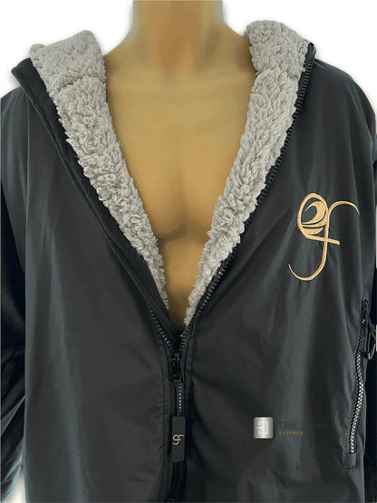 GF Large Dry Beach Changing Robe, Sherpa Fleece Lining - Waterproof, Windproof Oversized Coat - Swimming - Water-sports THEdoûr Bespoke