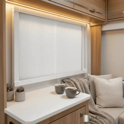 a couch with pillows and a blanket on a counter