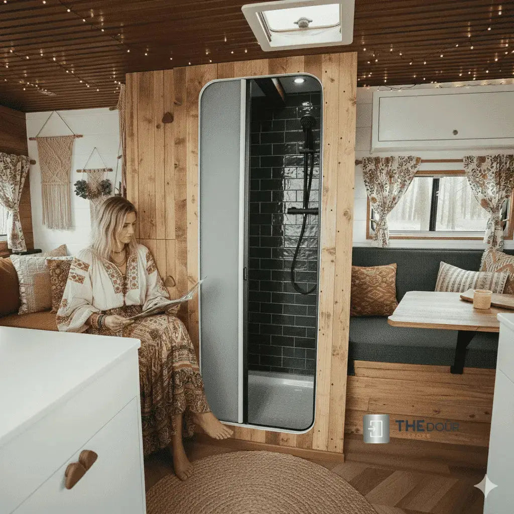ROLdour Campervan / RV Shower Door PRE MADE 1800mm Tall x 1000mm Self Cut Width THEdoûr Bespoke