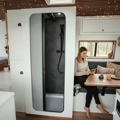 ROLdour Dark Grey Retractable Waterproof Campervan, RV Shower door kit Tambour Alternative - THEdoûr Bespoke
