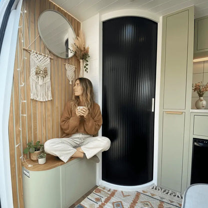 TAMdoûr Tambour Door Kit Cut 1850mm x 700mm with Flex Track for Straight Slide with 90 degree turn or Curved Close Finish THEdoûr Bespoke