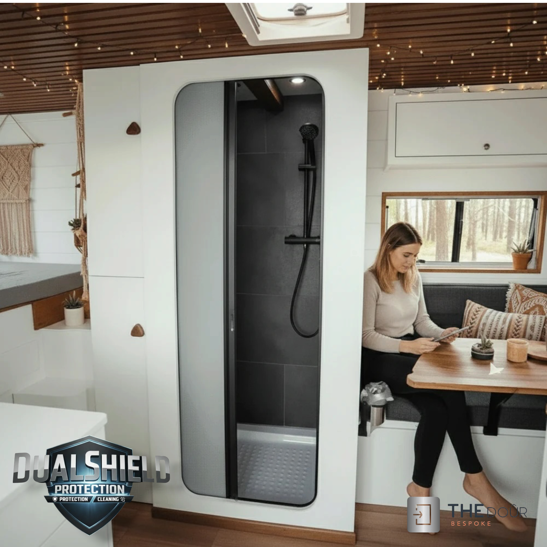 ROLdoûr Pre-Made - Campervan /RV Shower Door | 1800mm x 1000mm (Width Cuttable by Customer to 500mm) DualShield Screen.