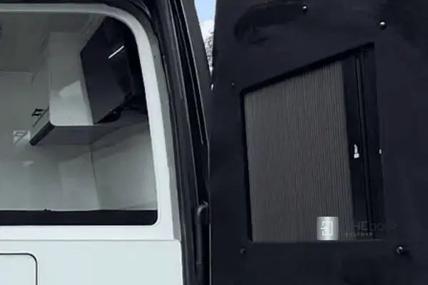 Campervan ROLdoûr Shower Door & 3 x WINdoûr Blackout Window Blinds & Net | All Made to Measure THEdoûr Bespoke