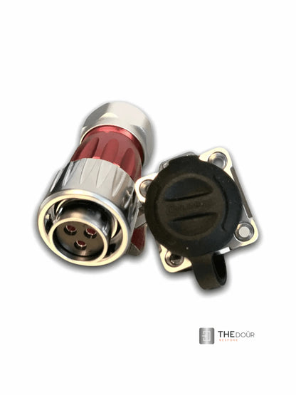 IP67 COMPACT Surface Mounted 240v Electric Hookup, Red & Chrome. THEdoûr Bespoke
