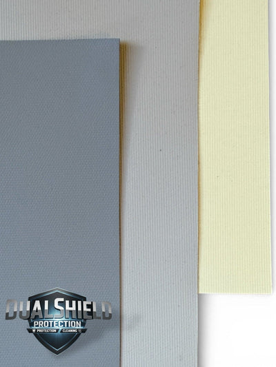 DualShield fabrics side by side – grey, light grey and cream
